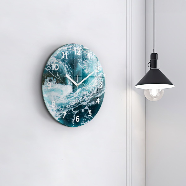 Orologio rotondo in vetro Onde vorticose e spumose