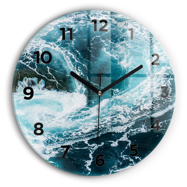 Orologio rotondo in vetro Onde vorticose e spumose
