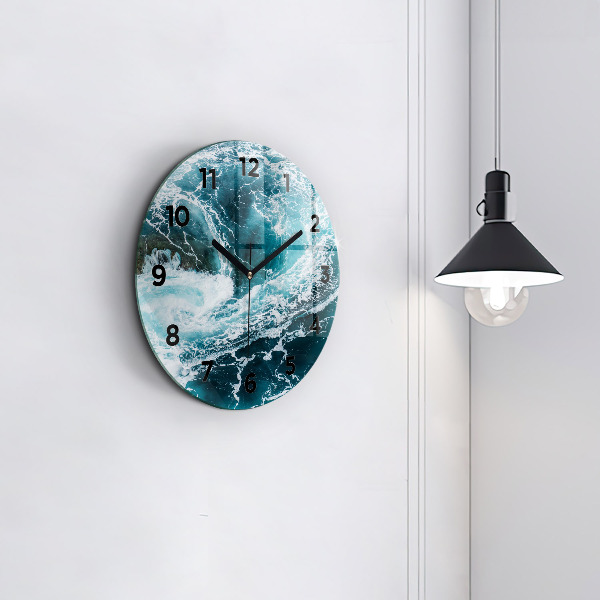 Orologio rotondo in vetro Onde vorticose e spumose