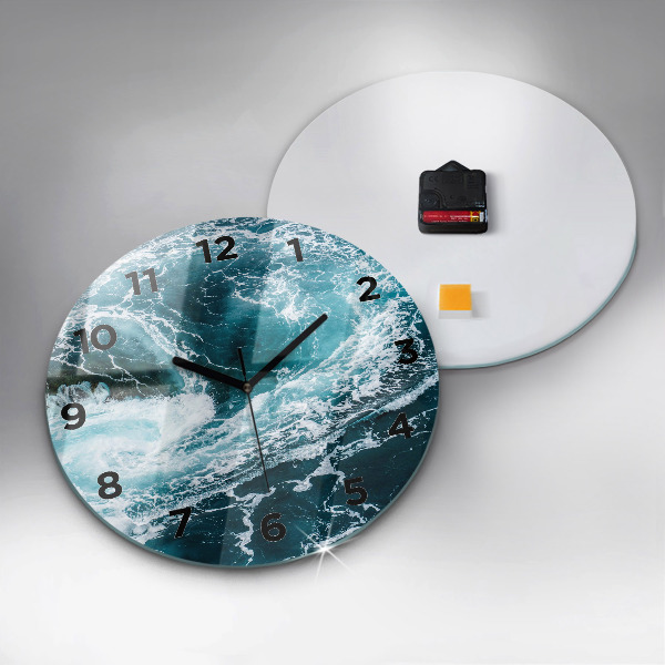 Orologio rotondo in vetro Onde vorticose e spumose