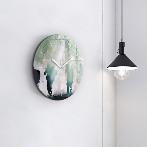 Orologio rotondo in vetro Soldati dell'esercito nella foresta
