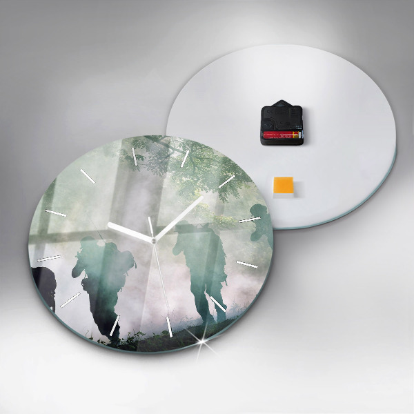 Orologio rotondo in vetro Soldati dell'esercito nella foresta