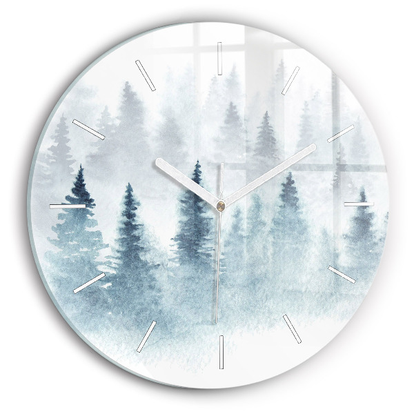 Orologio rotondo in vetro Foresta invernale