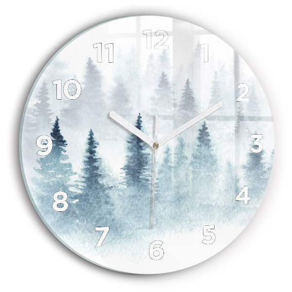 Orologio rotondo in vetro Foresta invernale