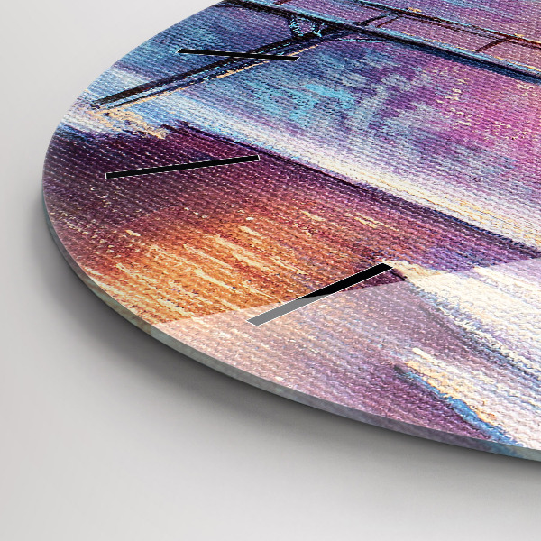 Orologio rotondo in vetro Albero di Natale e ponte