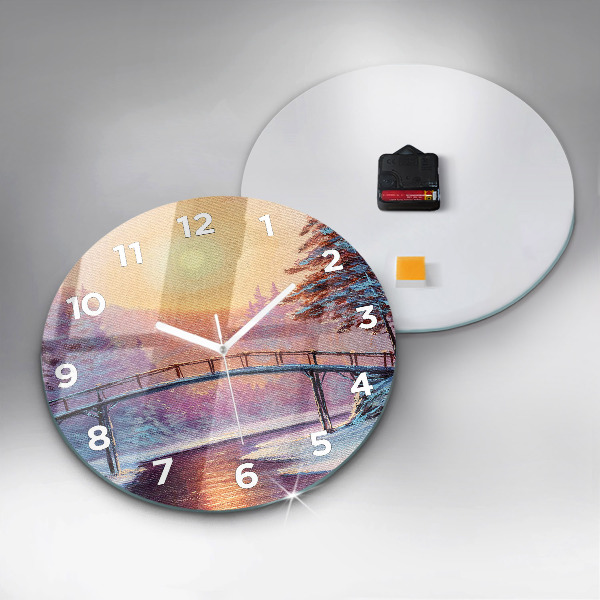 Orologio rotondo in vetro Albero di Natale e ponte