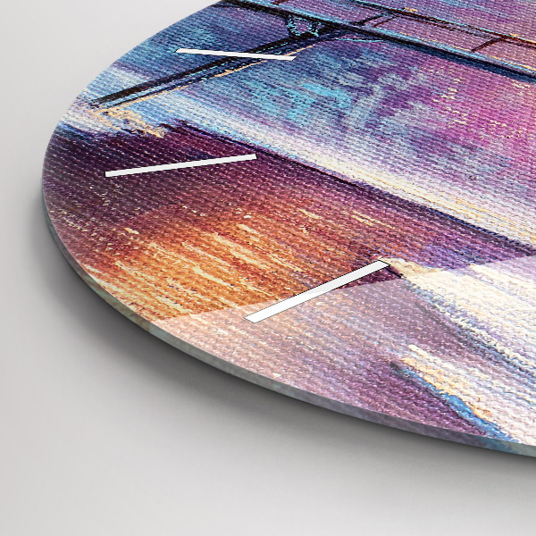 Orologio rotondo in vetro Albero di Natale e ponte