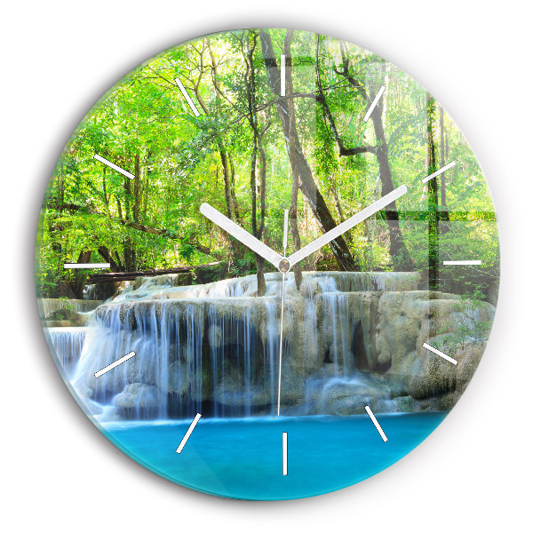 Orologio rotondo Cascata nella foresta