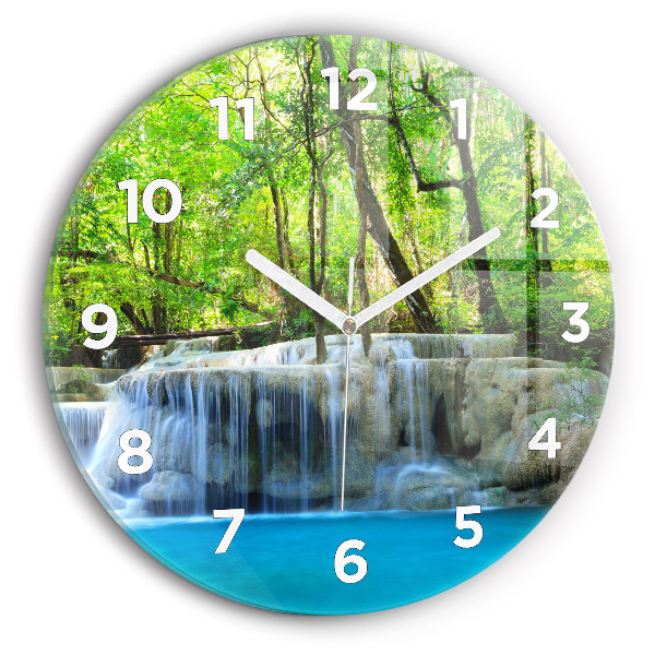 Orologio rotondo Cascata nella foresta