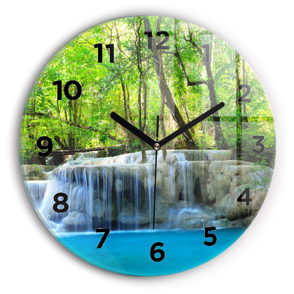 Orologio rotondo Cascata nella foresta