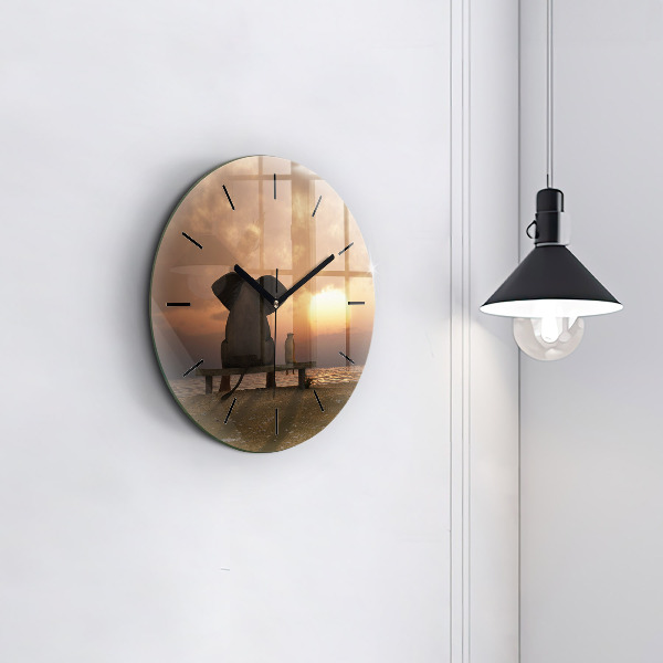 Orologio rotondo Animali e tramonto