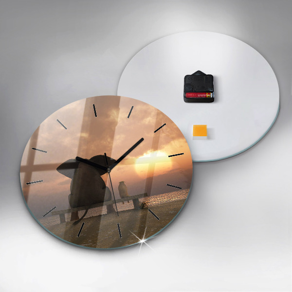 Orologio rotondo Animali e tramonto