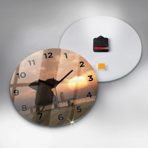 Orologio rotondo Animali e tramonto