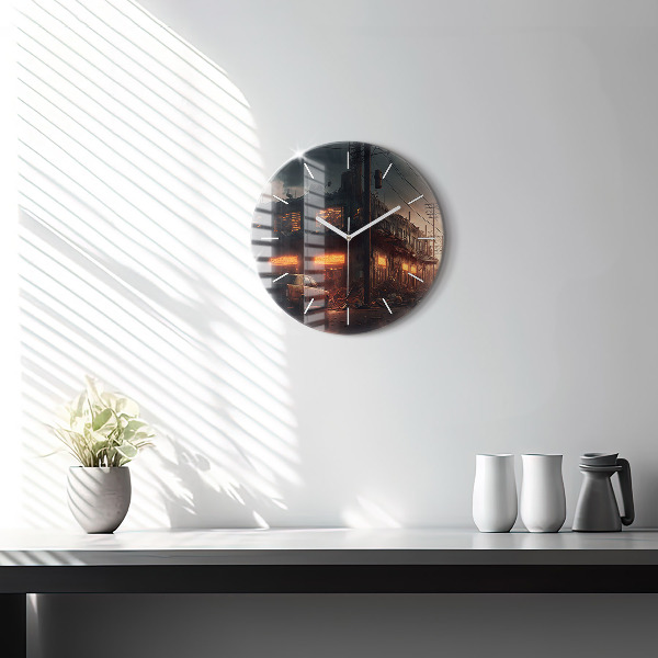 Orologio rotondo in vetro Edificio apocalittico