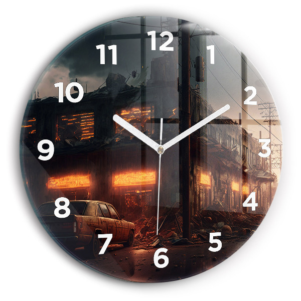Orologio rotondo in vetro Edificio apocalittico