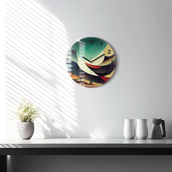 Orologio rotondo in vetro Sfondo di linee astratte