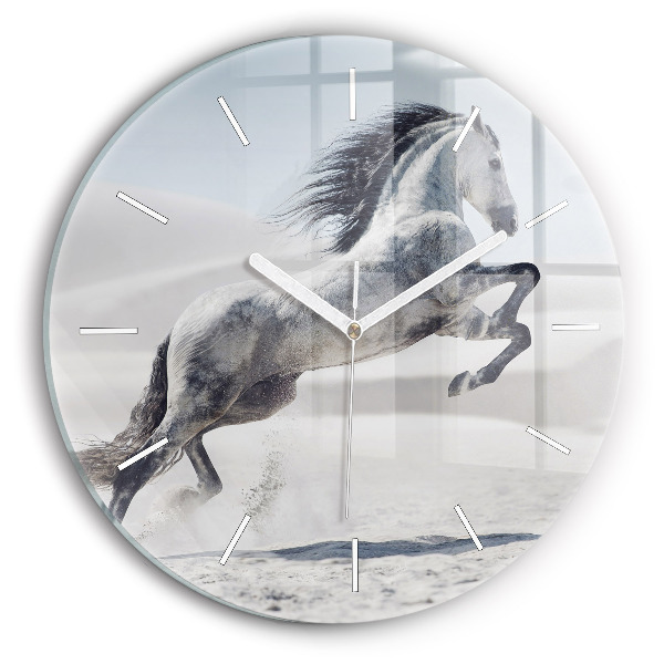 Orologio rotondo Cavallo bianco al galoppo