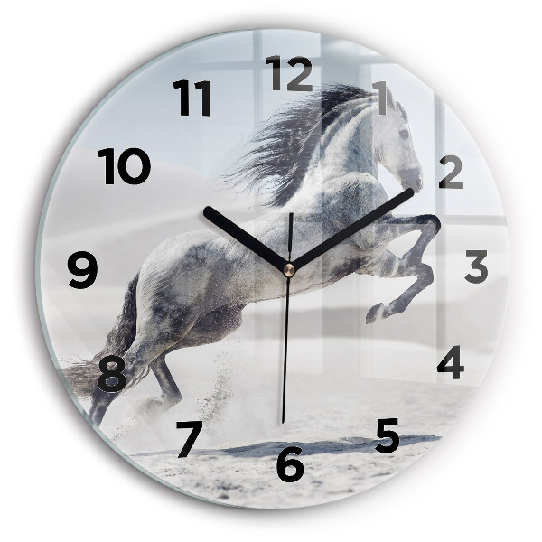 Orologio rotondo Cavallo bianco al galoppo