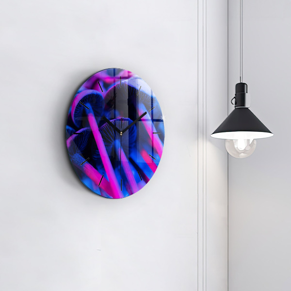 Orologio rotondo in vetro Funghi magici colorati