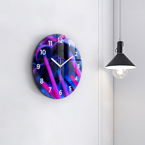 Orologio rotondo in vetro Funghi magici colorati