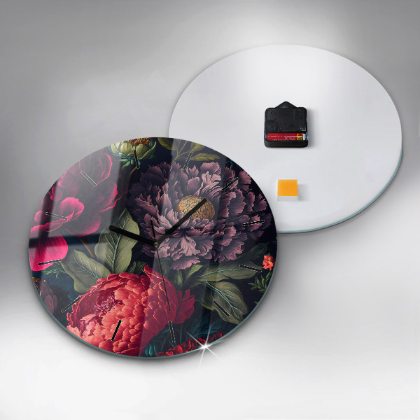 Orologio rotondo in vetro Mazzo di fiori d'epoca