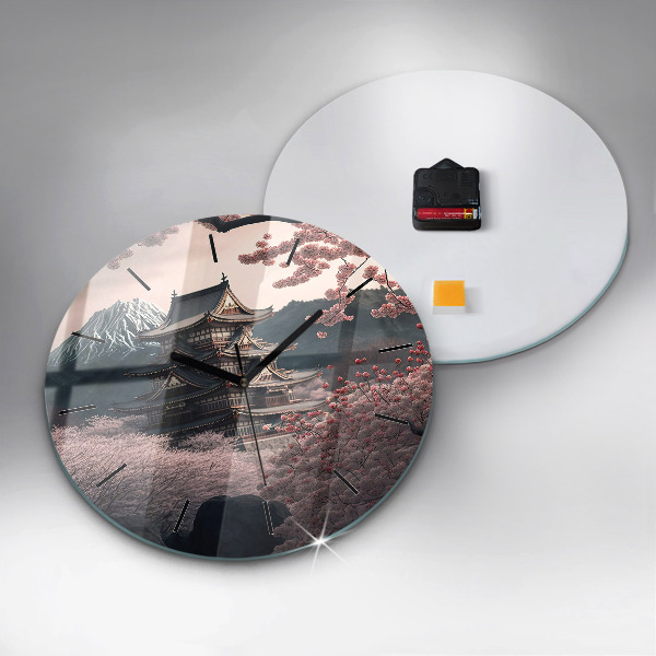 Orologio rotondo in vetro Torre e fiori in Asia