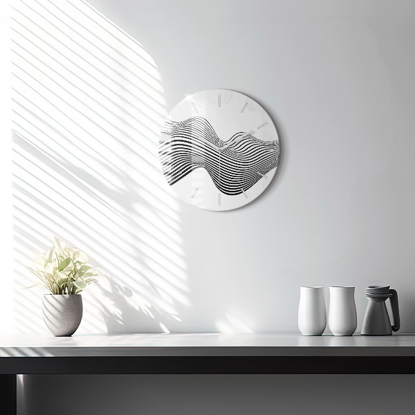 Orologio rotondo in vetro Arte in bianco e nero