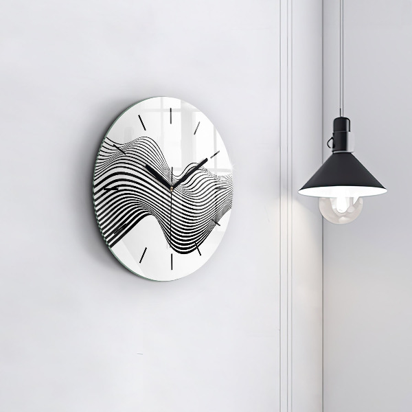 Orologio rotondo in vetro Arte in bianco e nero