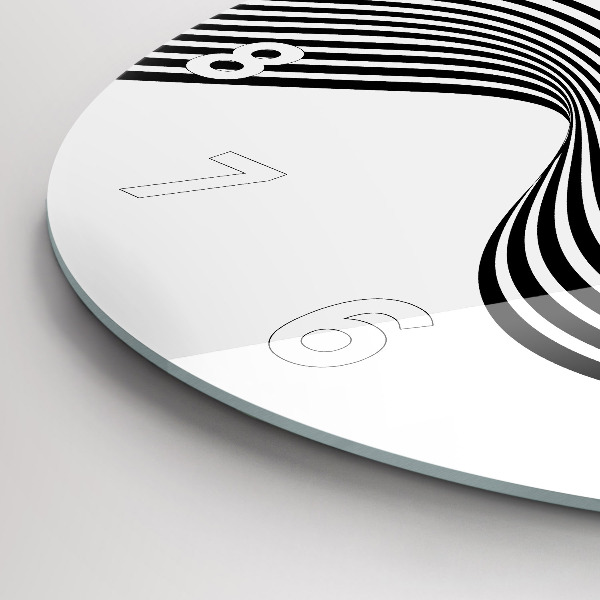 Orologio rotondo in vetro Arte in bianco e nero