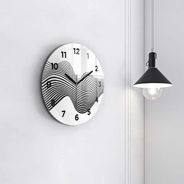 Orologio rotondo in vetro Arte in bianco e nero