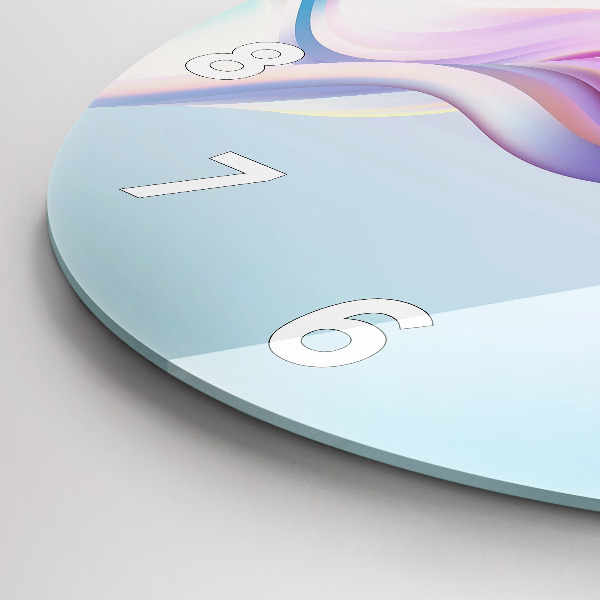 Orologio rotondo in vetro Astrazione di onde pastello