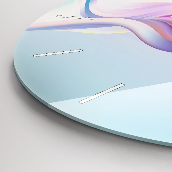 Orologio rotondo in vetro Astrazione di onde pastello