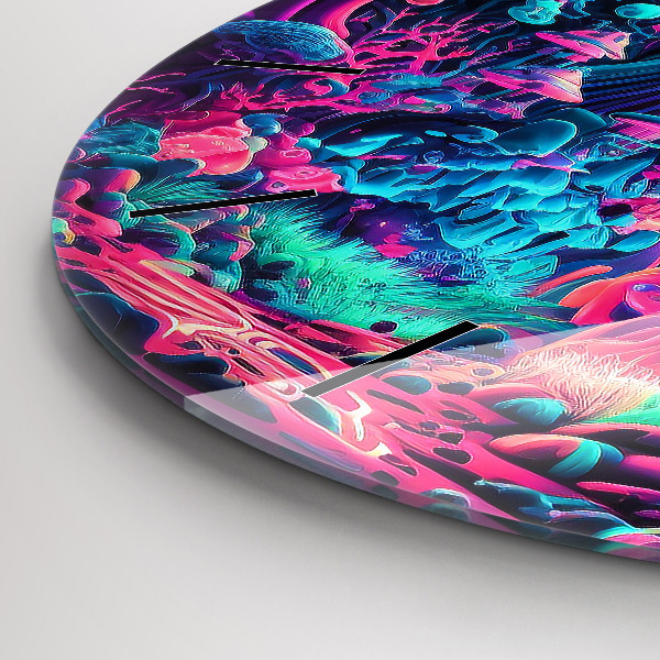 Orologio rotondo in vetro Funghi al neon