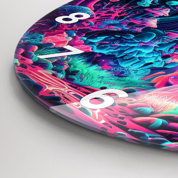 Orologio rotondo in vetro Funghi al neon