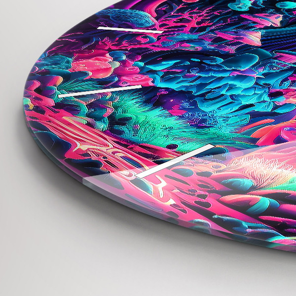 Orologio rotondo in vetro Funghi al neon