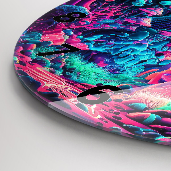 Orologio rotondo in vetro Funghi al neon