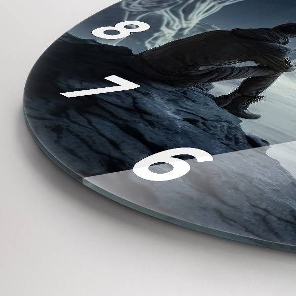 Orologio rotondo in vetro Uomo davanti alla luna