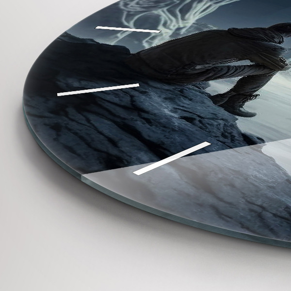 Orologio rotondo in vetro Uomo davanti alla luna