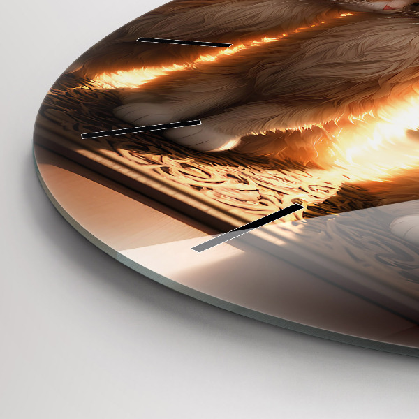 Orologio rotondo in vetro Quattro gattini al sole