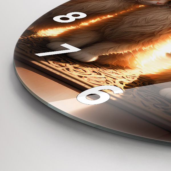 Orologio rotondo in vetro Quattro gattini al sole