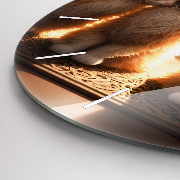 Orologio rotondo in vetro Quattro gattini al sole