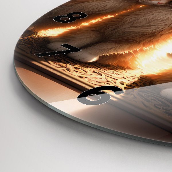 Orologio rotondo in vetro Quattro gattini al sole