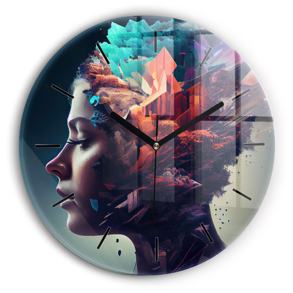 Orologio rotondo in vetro Donna astratta