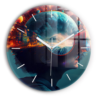 Orologio rotondo in vetro Mondo futuristico