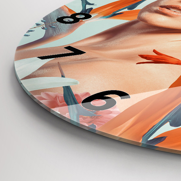 Orologio rotondo in vetro Donna con fiori