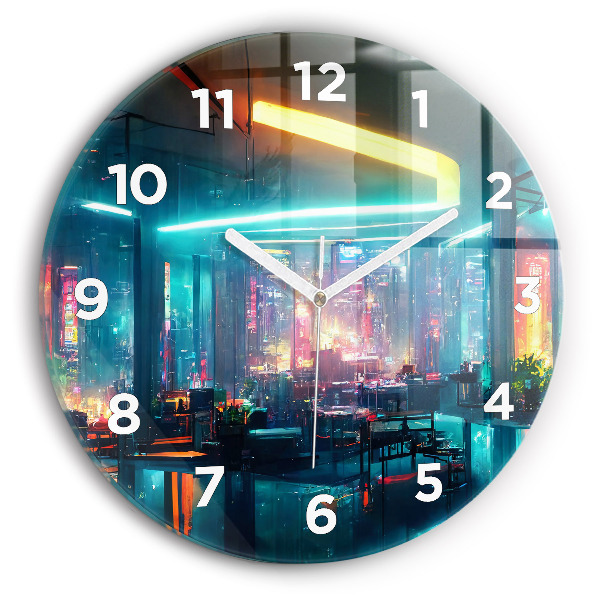 Orologio rotondo in vetro Città in stile cyberpunk