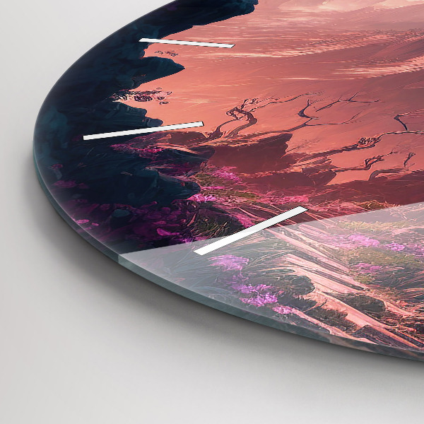 Orologio rotondo in vetro Foresta e montagne magiche