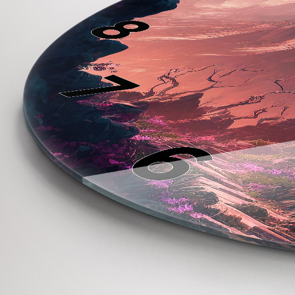 Orologio rotondo in vetro Foresta e montagne magiche