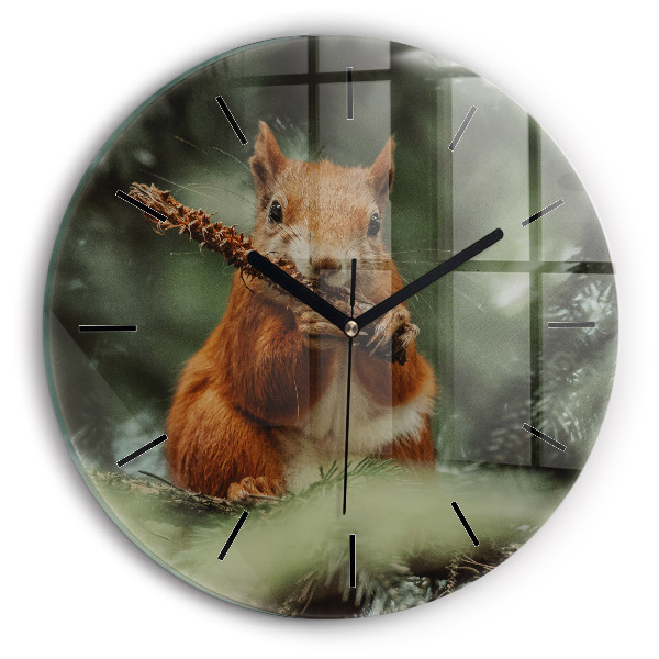 Orologio rotondo in vetro Scoiattolo e natura selvaggia