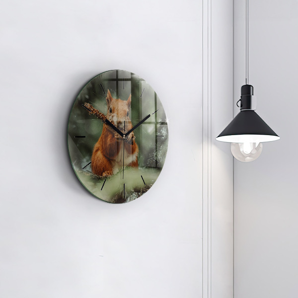 Orologio rotondo in vetro Scoiattolo e natura selvaggia